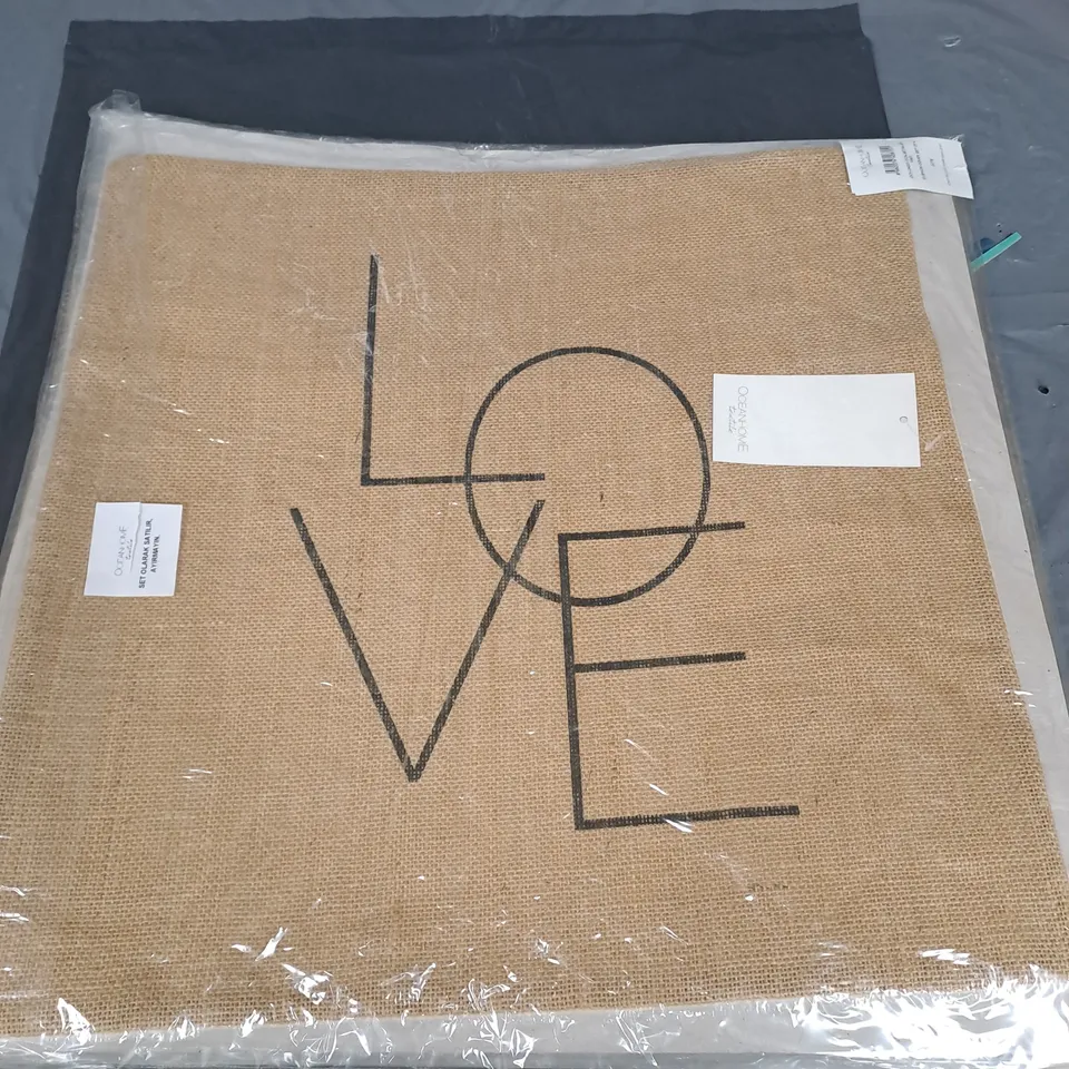 BOX OF APPROXIMATELY 15 OCEANHOME JUTE CUSHION COVER SETS - 4 PER SET