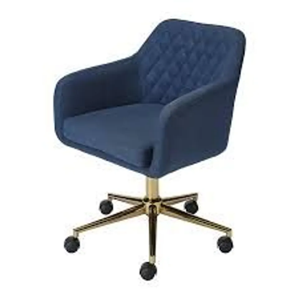 BOXED DARK BLUE LINEN EFFECT OFFICE CHAIR (1 BOX)