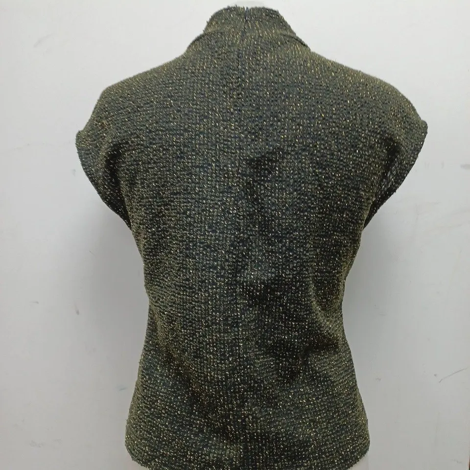 ZARA GLITTER TOP IN GREEN - SIZE MEDIUM