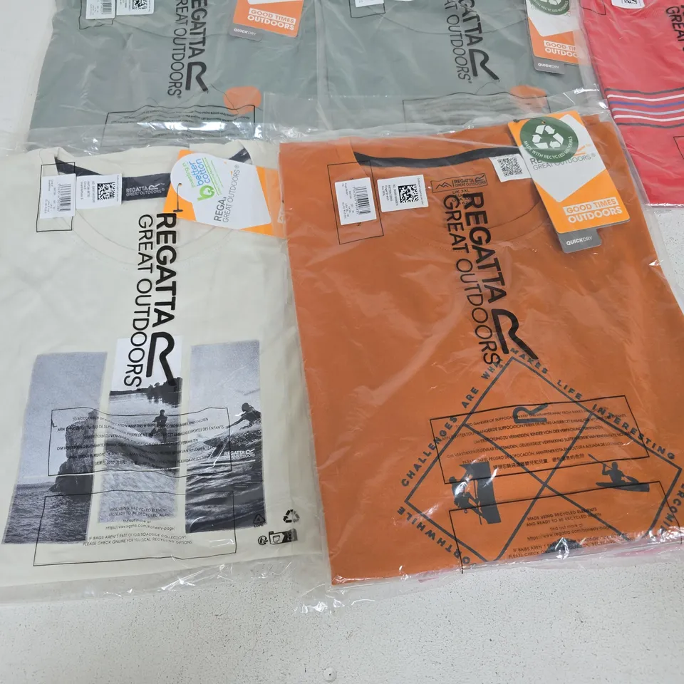 LOT OF 10 ASSORTED BRAND NEW REGATTA T-SHIRTS IN VARIOUS STYLES, COLOURS AND SIZES
