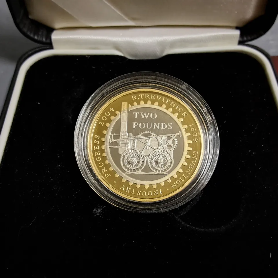 ROYAL MINT 200TH ANNIVERSARY OF THE STEAM LOCOMOTIVE 2004 SILVER PROOF £2 COIN