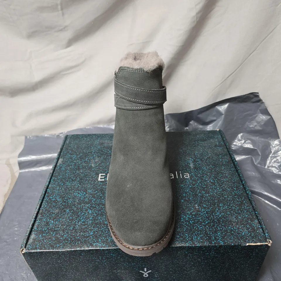 EMU AUSTRALIA WOMEN’S SUEDE ANKLE BOOTS WITH SHEARLING – GREY SIZE 8