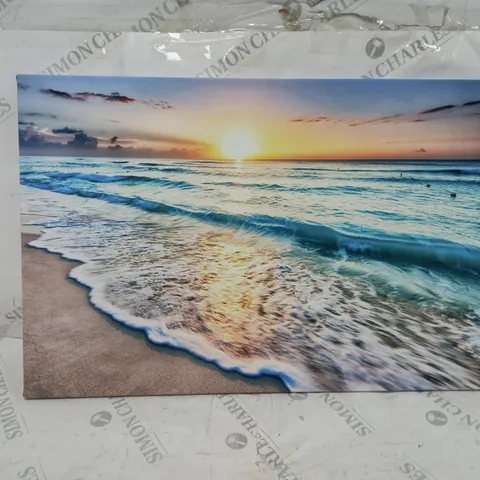 BOXED PIXXPRINT 'SEA AT SUNSET' GRAPHIC ART ON CANVAS 40X60CM