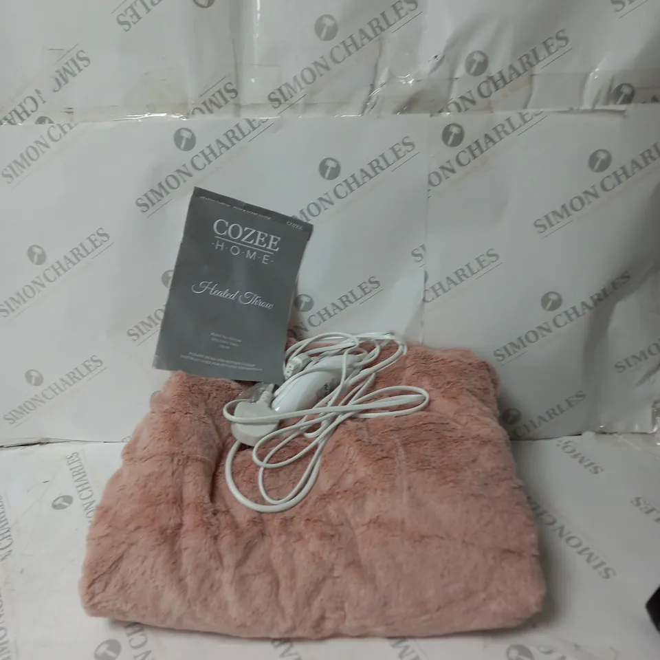 COZEE HOME VELVETSOFT HEATED THROW IN PINK