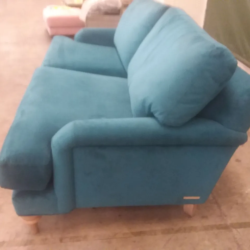 QUALITY BRITISH DESIGNER LOUNGE CO. ROSE 2.5 SEATER SOFA TEAL PLUSH FABRIC 