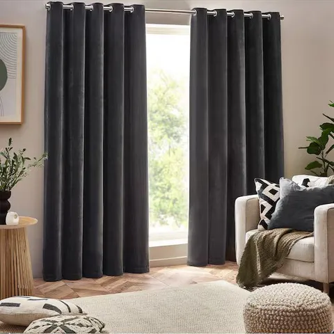 YARD HEAVY CHENILLE LINED EYELET CURTAINS 