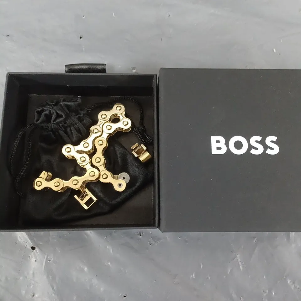 BOSS JEWELLERY CYCLE GOLD TONE IP STAINLESS STEEL CHAIN BRACELET RRP £190