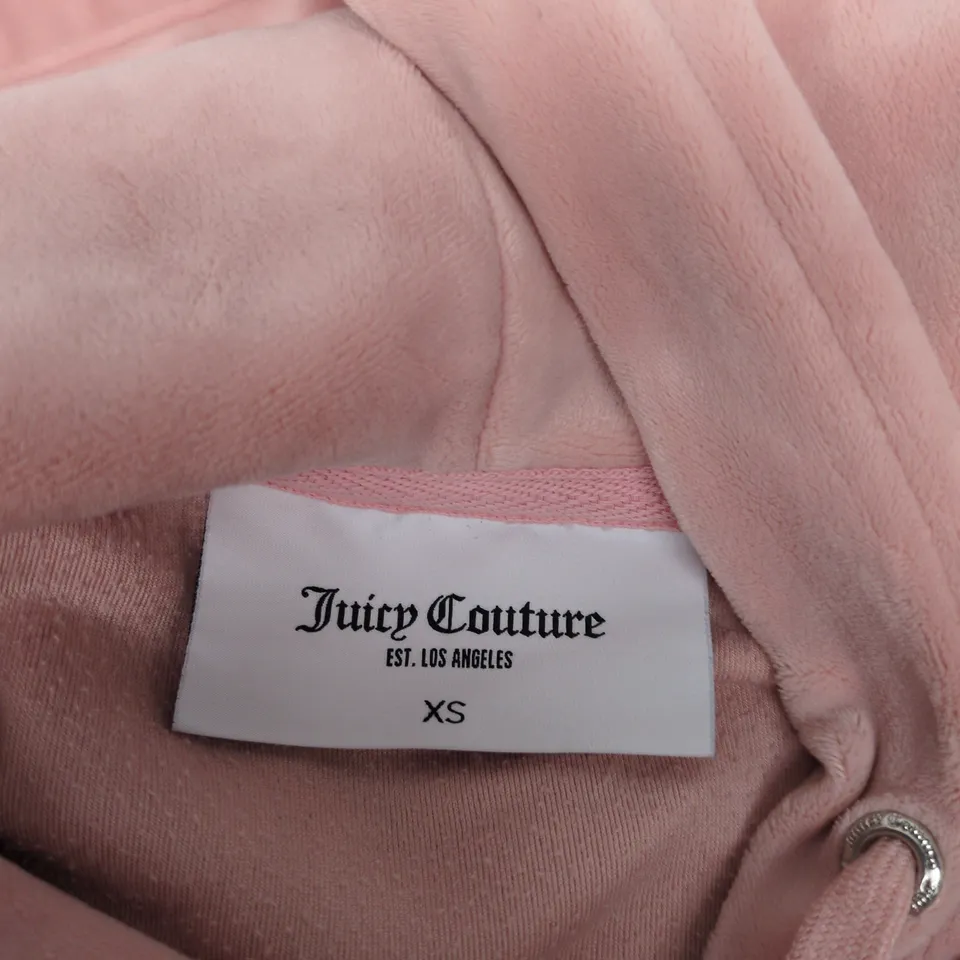 JUICY COUTURE PINK VELOUR HOODIE – UK XS (US XS)