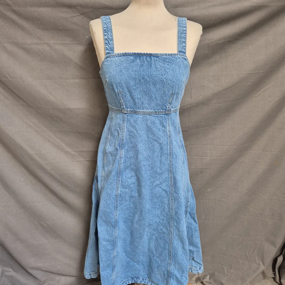MINT VELVET DENIM DRESS - BLUE - SIZE 8