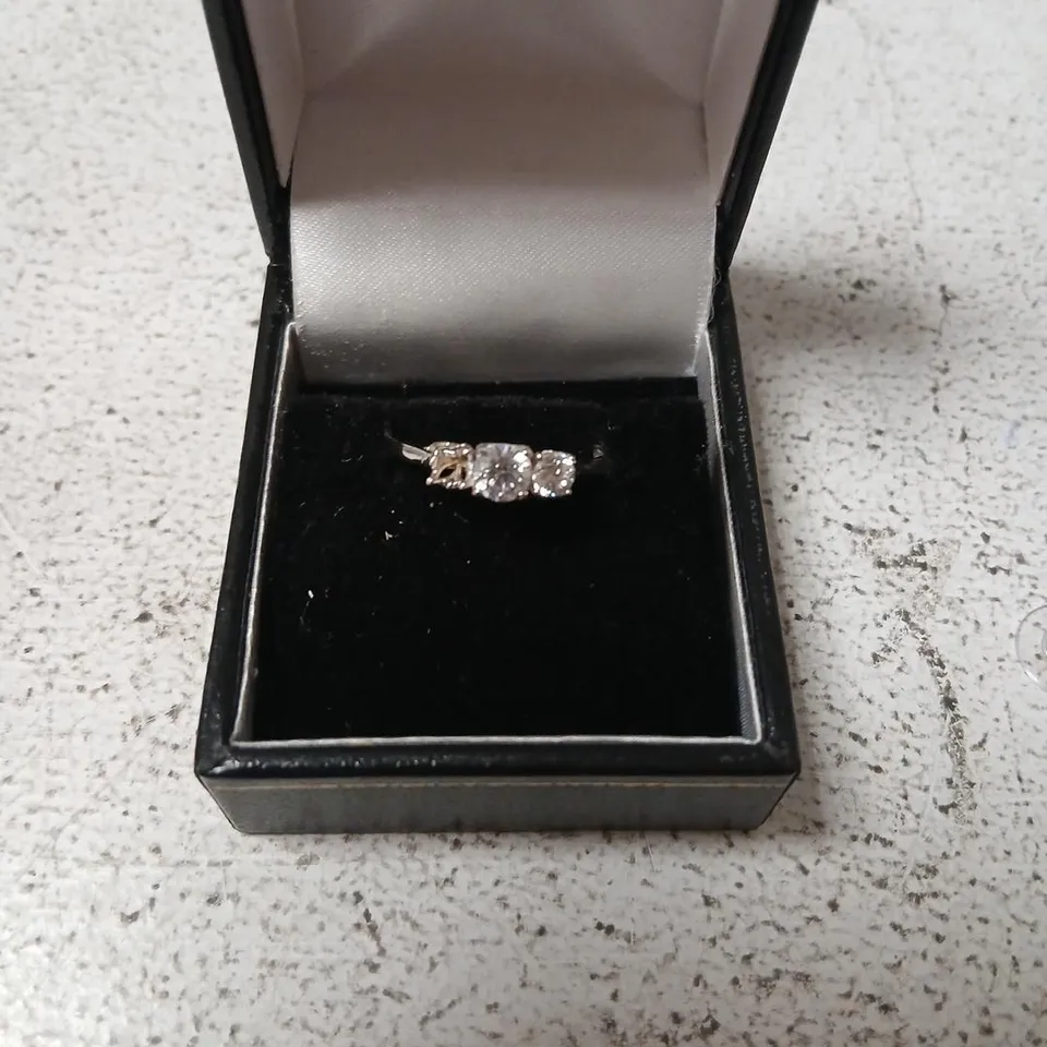 DIAMONIQUE 0.7CT TW PLATINUM PLATED MINI ICON TRILOGY RING STERLING SILVER