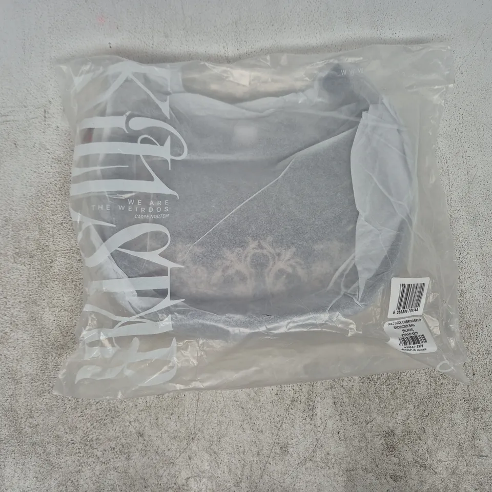 BAGGED KILLSTAR GOLD LOCK EMBROIDERED SHOULDER BAG IN BLACK