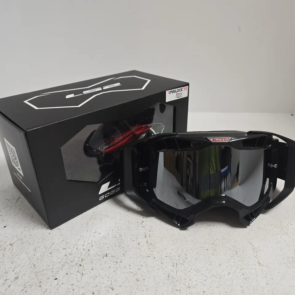 LS2 AURA GOGGLES IN BLACK WITH SILVER IRIDIUM VISOR