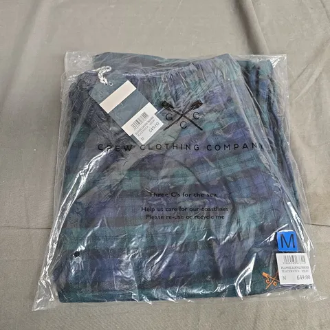 BAGGED CREW CLOTHING COMPANY FLANNEL LOUNGE TROUSERS IN NAVY/GREEN - MEDIUM