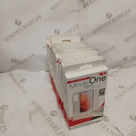 LOT OF 15 MINUTE ONE CLEAR CASE & SCREEN PROTECTOR KITS FOR SAMSUNG GALAXY S21+5G