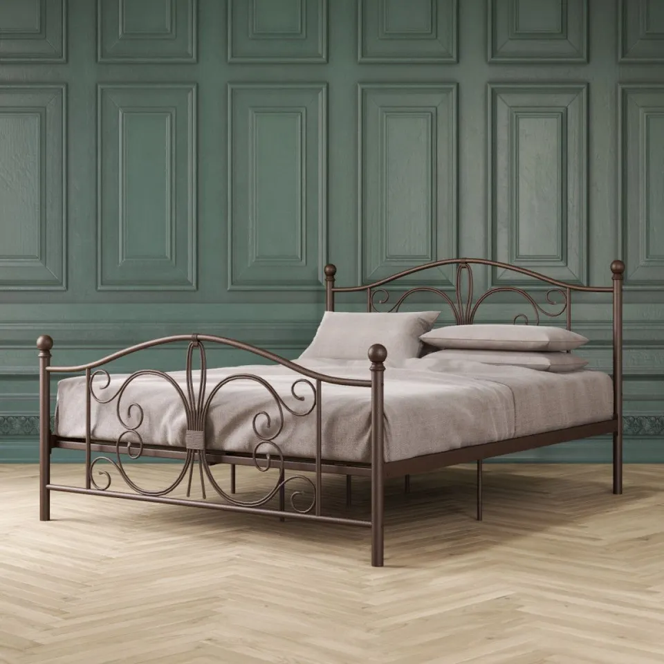 BOXED DOREL DOUBLE BED BRONZE BOMBAY METAL BED FRAME