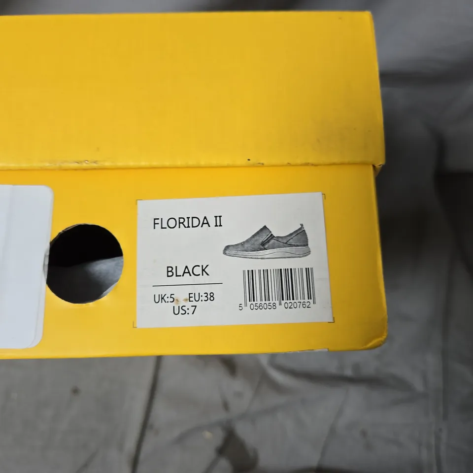 FLORIDA II BLACK SLIP-ON SHOES – UK 5 (EU 38) 