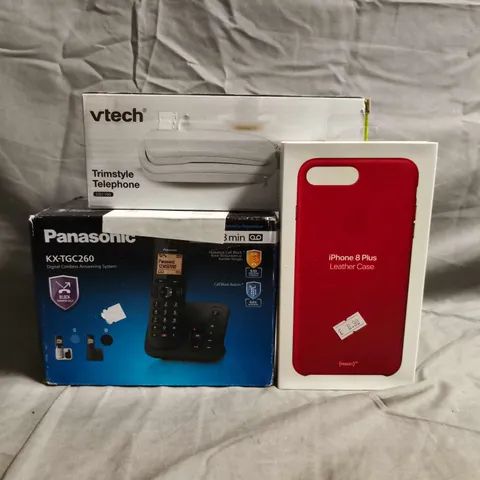 BOX OF APPROXIMATELY 10 ASSORTED ITEMS TO INCLUDE IPHONE CASE, TRIMSTYLE TELEPHONE, ETC