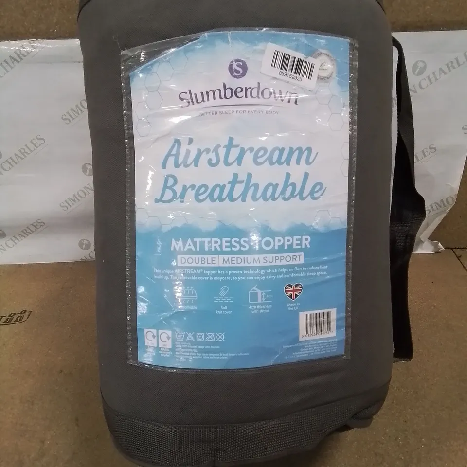 BRAND NEW SLUMBERDOWN AIRSTREAM BREATHABLE MATTRESS TOPPER TO FIT DOUBLE BED 