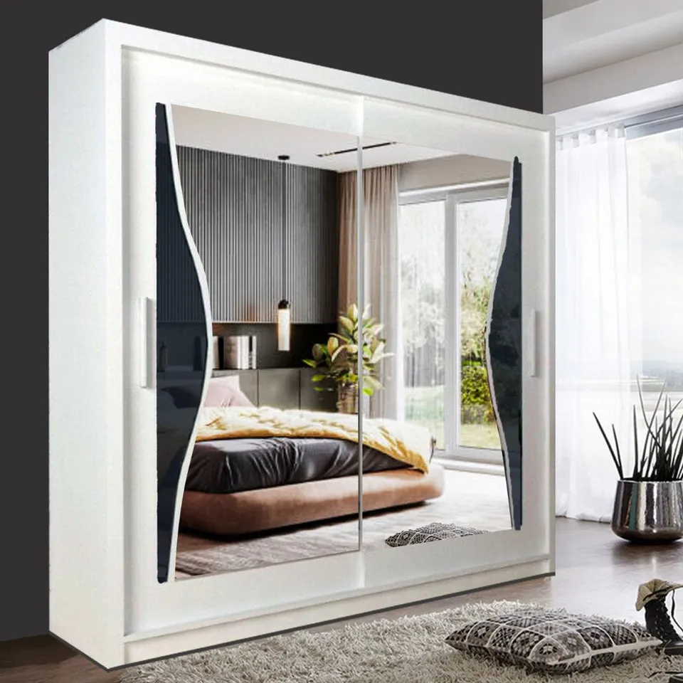 BOXED KELECIK 2 DOOR MANUFACTURED WOOD WARDROBE (4 BOXES)