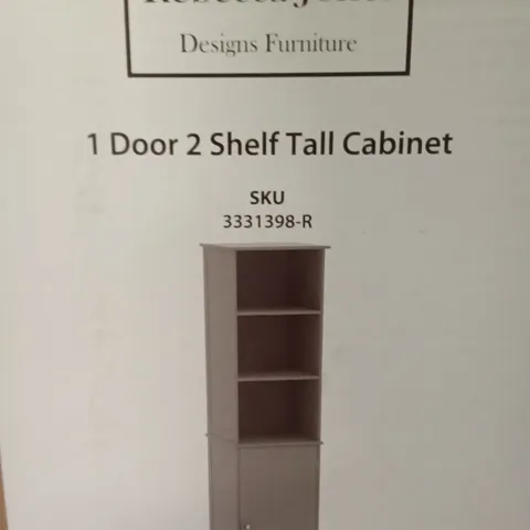 BOXED REBECCA JONES 1 DOOR 2 SHELF TALL CABINET - GREY