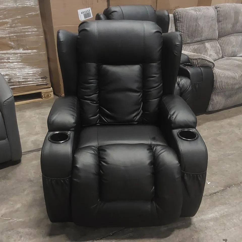 QUALITY DESIGNER FAUX LEATHER ELECTRIC RECLINER ARMCHAIR