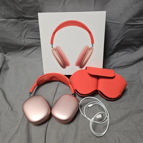BOXED APPLE AIRPODS MAX PINK WITH RED HEADBAND – HEADPHONES WITH CASE & USB-C CABLE (BOXED)