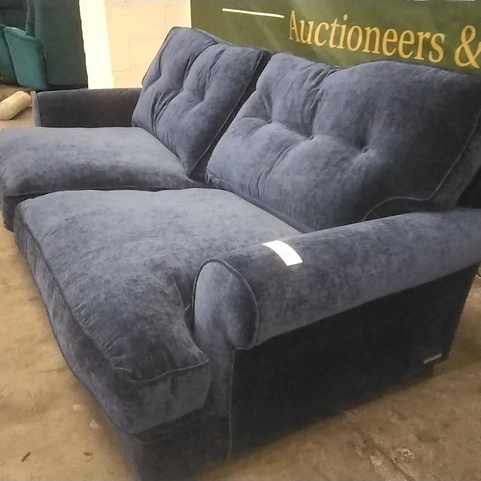 QUALITY BRITISH MADE THE LOUNGE COMPANY HARDWOOD FRAMED BRONWYN FOUR SEATER EVENING AFFAIR NAVY FABRIC EOFA