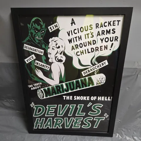 ANTI-MARIJUANA POSTER – THE TRUTH ABOUT MARIJUANA, DEVIL'S HARVEST (FRAMED POSTER)
