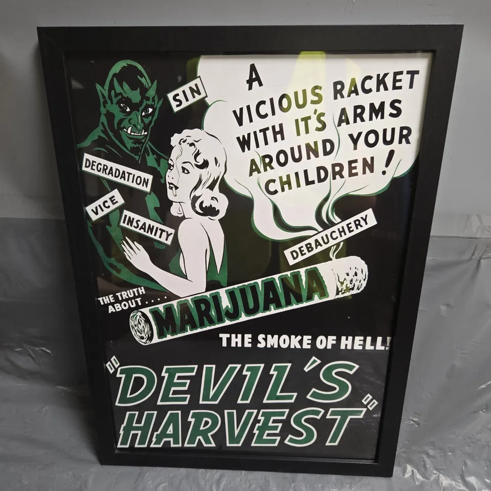ANTI-MARIJUANA POSTER – THE TRUTH ABOUT MARIJUANA, DEVIL'S HARVEST (FRAMED POSTER)