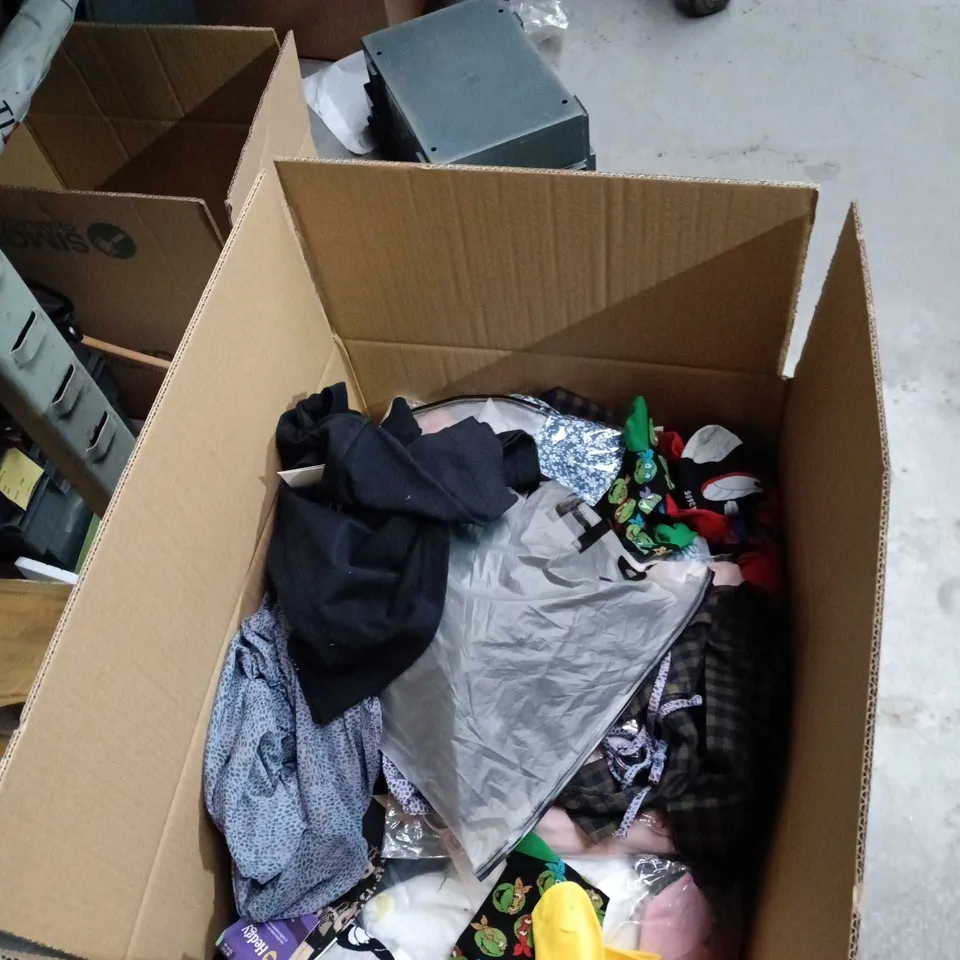 ASSORTED CLOTHING & LINGERIE LOT – INCLUDES BEIGE LACE BRA AND VARIOUS GARMENTS ASSORTED BOX OF CLOTHING