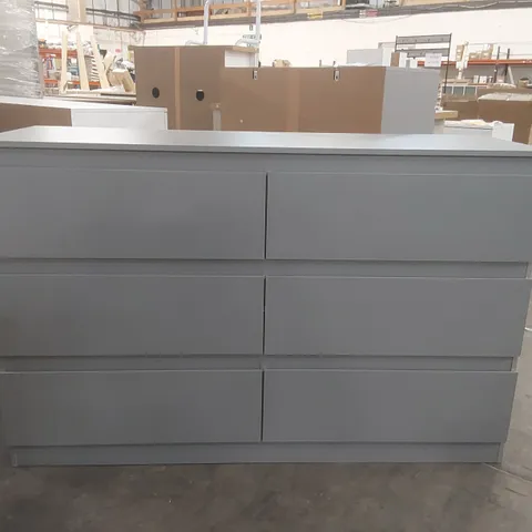 WOODEN 6 DRAWER CHEST - GREY