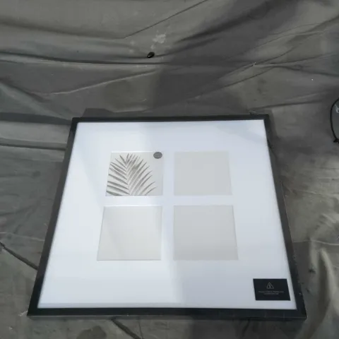 FRAMED FOUR-PANEL WALL ART WITH GRAYSCALE LEAF PRINT (TOP-LEFT PANEL)