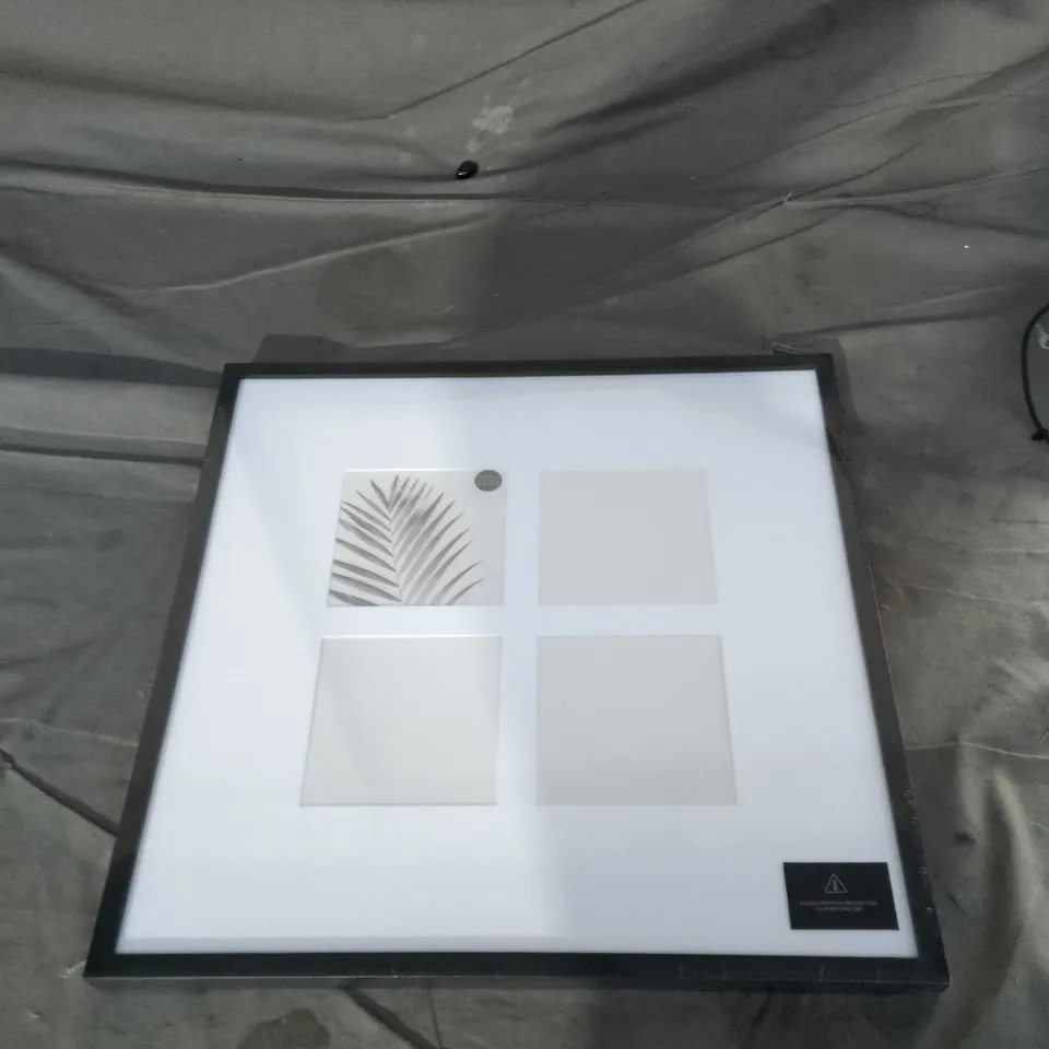 FRAMED FOUR-PANEL WALL ART WITH GRAYSCALE LEAF PRINT (TOP-LEFT PANEL)