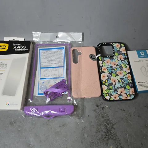 APPROXIMATELY 14 ASSORTED ITEMS TO INCLUDE - PHONE CASES , OLEPHY PHONE STRAP & UNIVERSAL PAD , WATERPROOF PHONE CASE ETC
