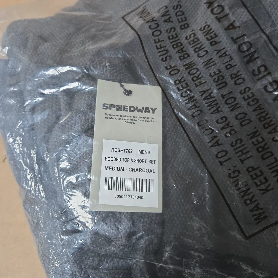 SPEEDWAY CHARCOAL HOODED TOP AND SHORT SET MEN'S MEDIUM