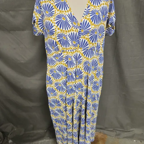 WHITE STUFF PETITE MEGAN JERSEY DRESS IN BLUE PRINT SIZE 18P