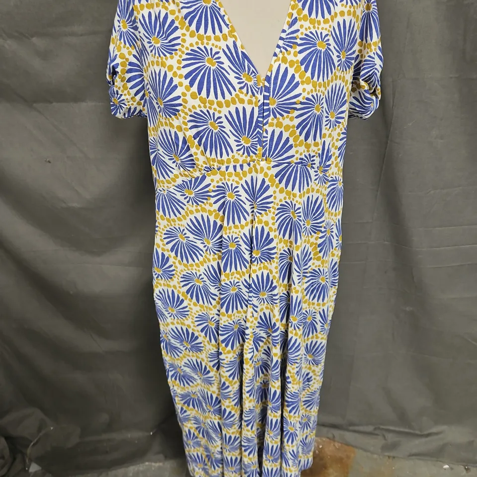 WHITE STUFF PETITE MEGAN JERSEY DRESS IN BLUE PRINT SIZE 18P
