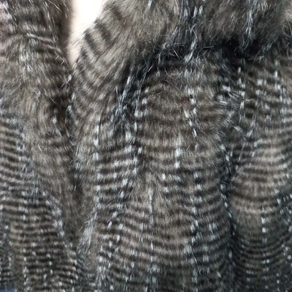 NEXT OPEN FRONT FAUX FUR JACKET IN BROWN - 18