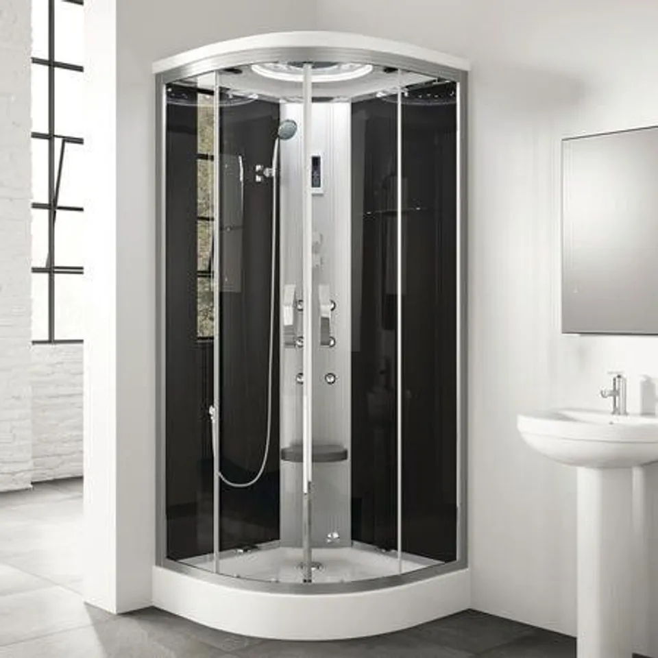 BOXED FRONT PANEL FOR 900 QUADRANT STEAM SHOWER CABIN WITH 6 BODY JETS