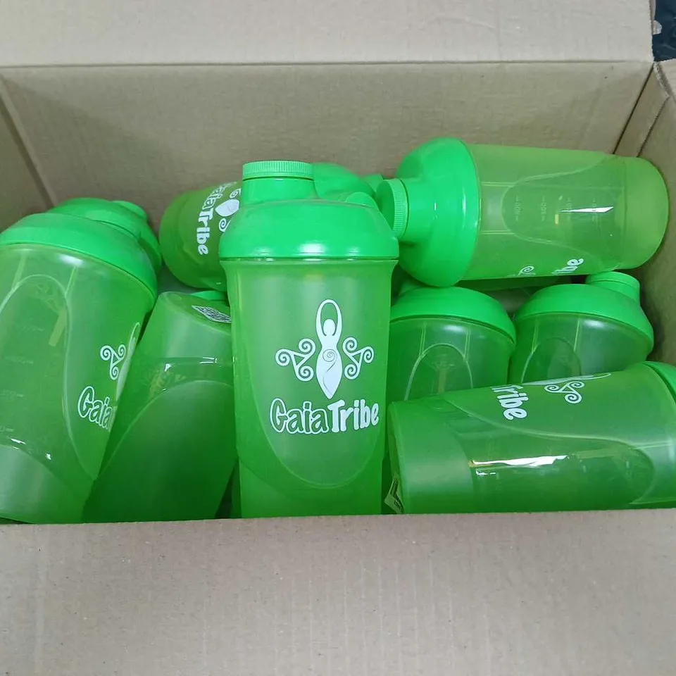 BOX OF APPROXIMATELY 10 GAIA TRIBE DRINKING TUMBLERS - GREEN - 600ML