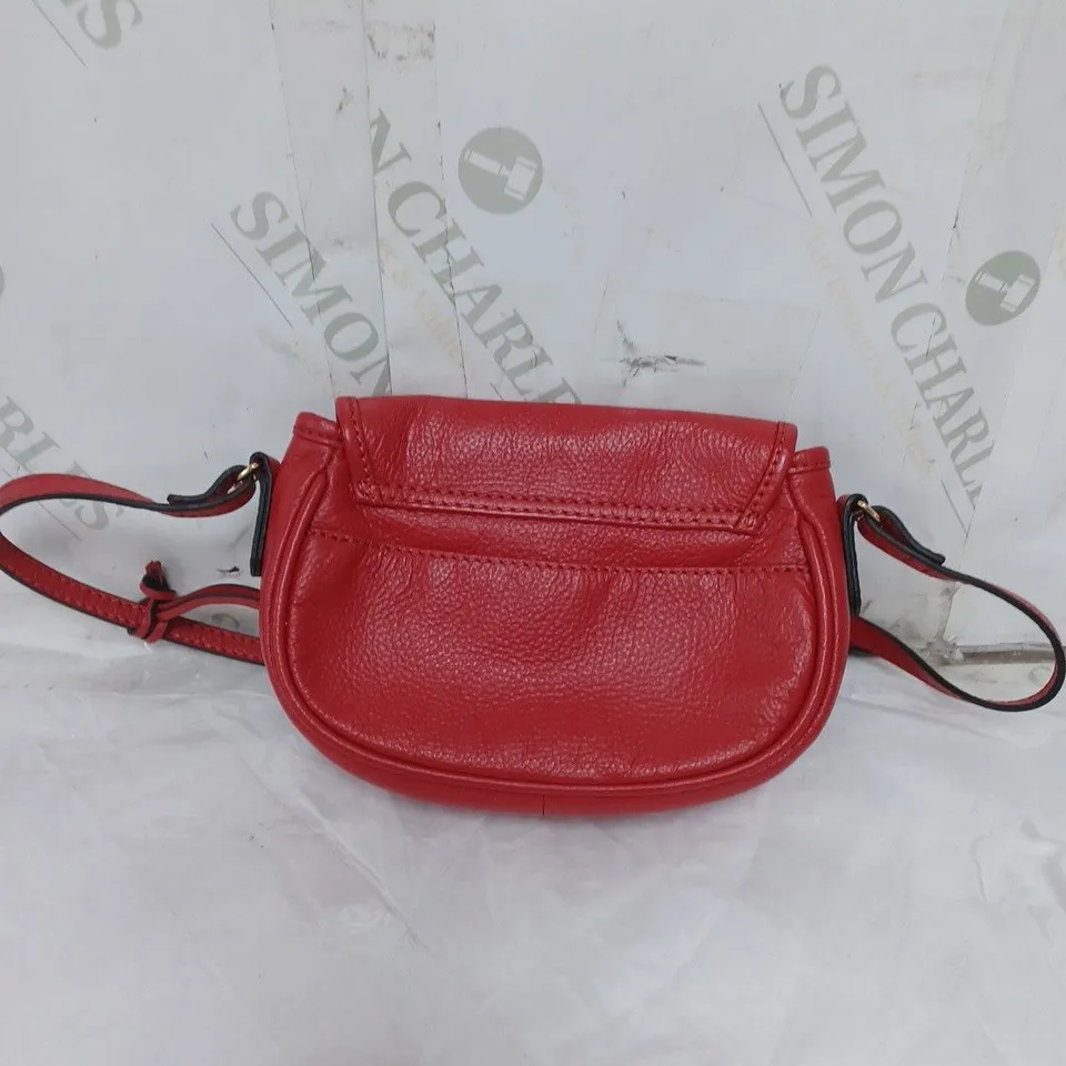 LADIES ASHWOOD SMALL HANDBAG GENUINE LEATHER WITH FLORAL PATTERNED LINING RED