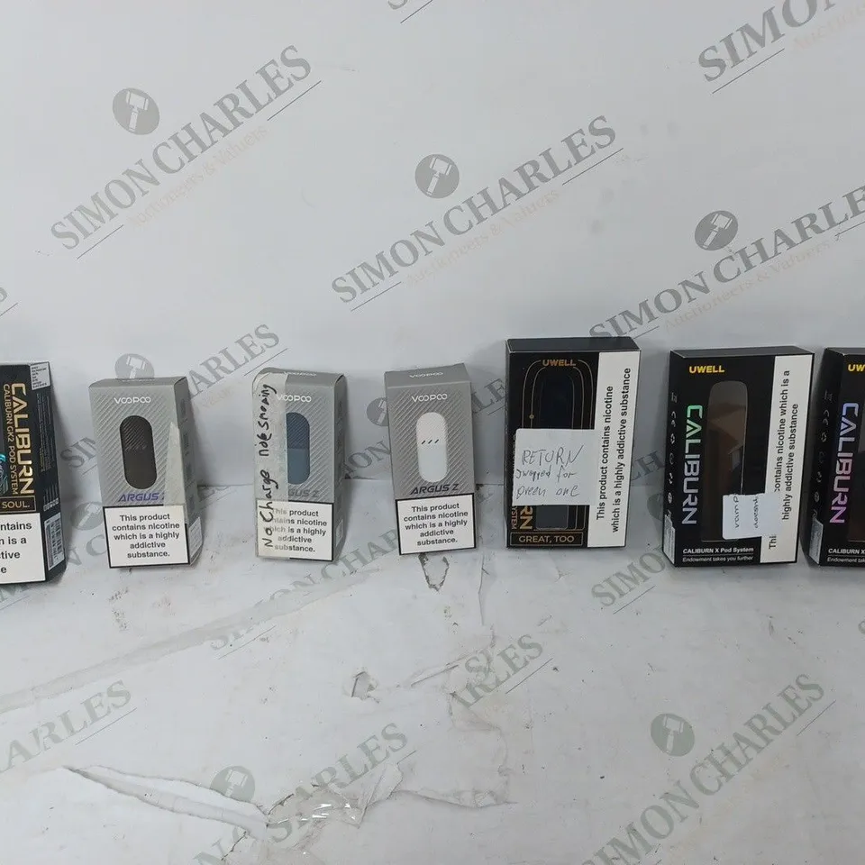 LOT OF APPROXIMATELY 10 BOXED E-CIGARETTES TO INCLUDE VAPORESSO XROS 3 MINI, VOOPOO VINCI Q, UWELL CALIBURN X POD ETC. 