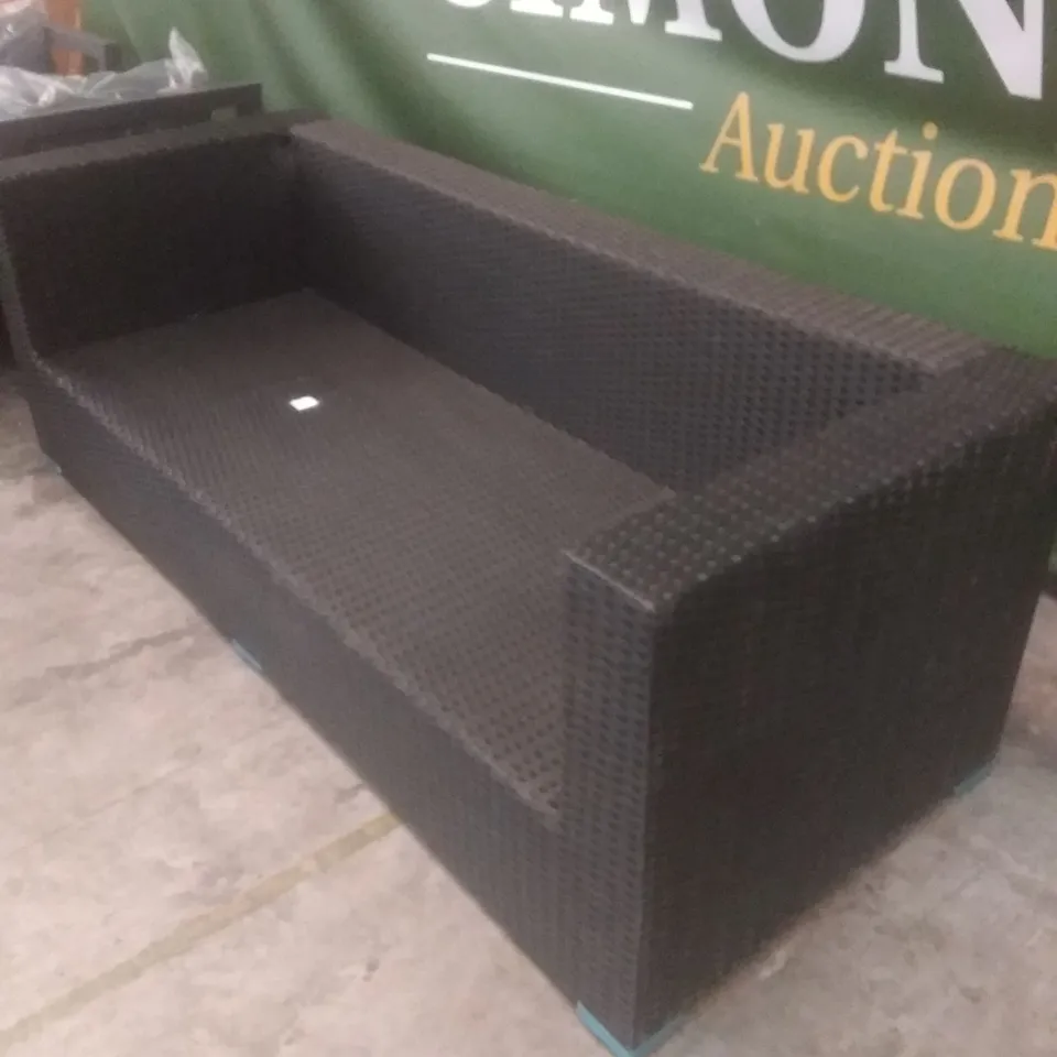 RATTAN EFFECT 2 SEATER GARDEN SOFA BLACK