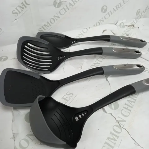 COOK'S ESSENTIALS 4 PIECE UTENSIL SET WITH SILICONE EDGES