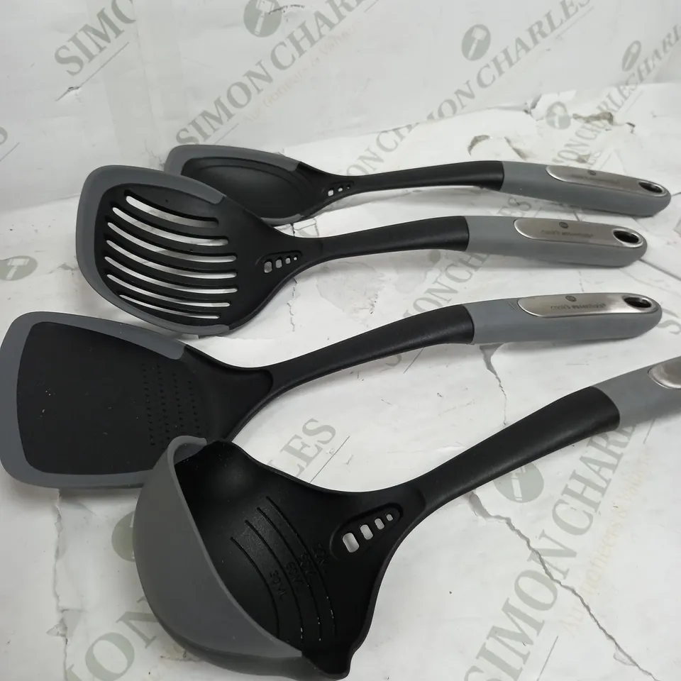 COOK'S ESSENTIALS 4 PIECE UTENSIL SET WITH SILICONE EDGES