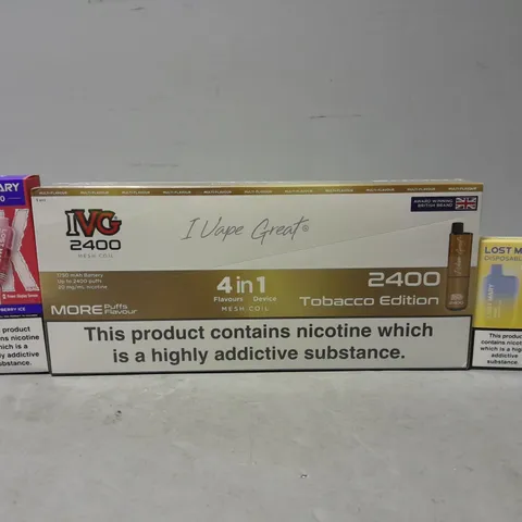 APPROXIMATELY 15 ASSORTED E-CIGARETTE PRODUCTS TO INCLUDE - LOST MARY , IVG 2400 , FUMOT ETC