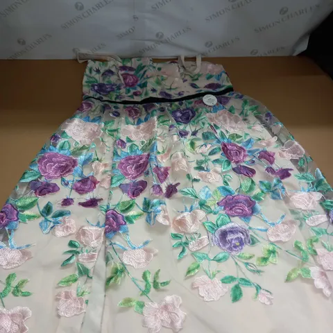 CHI CHI STRAPLESS EMBROIDERED MAXI DRESS SIZE 16