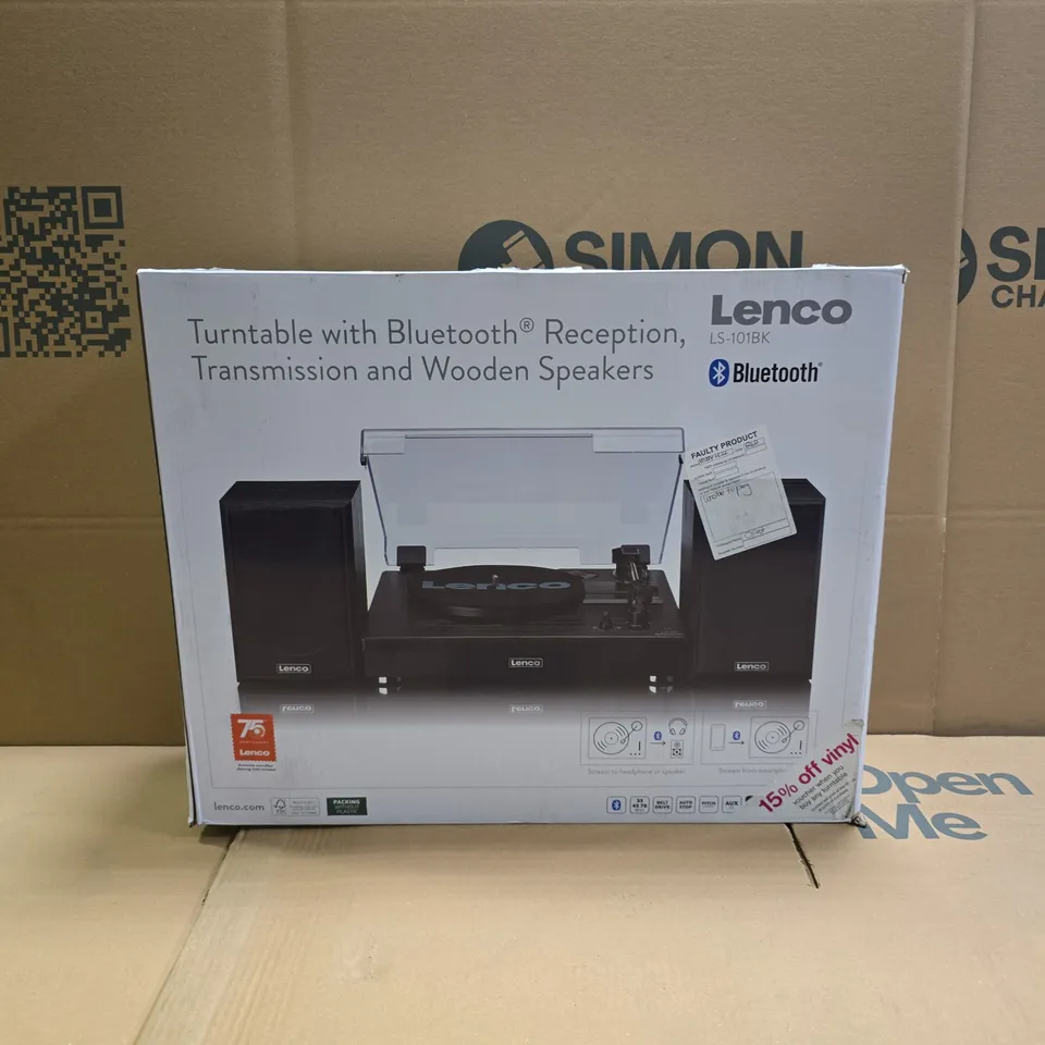 BOXED LENCO BLUETOOTH TURNTABLE WITH SPEAKERS LS-101BK