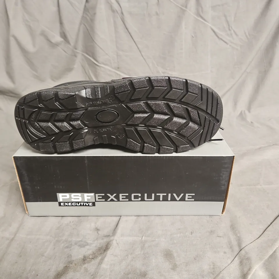 BOXED PAIR OF PSF EXECUTIVE SAFETY SHOES IN BLACK SIZE UK 9