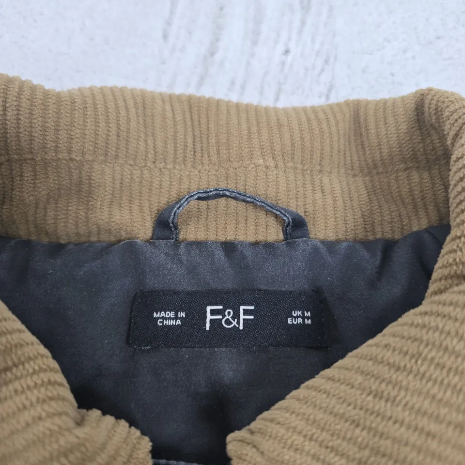 F&F BLACK JACKET WITH TAN CORDUROY COLLAR – UK M